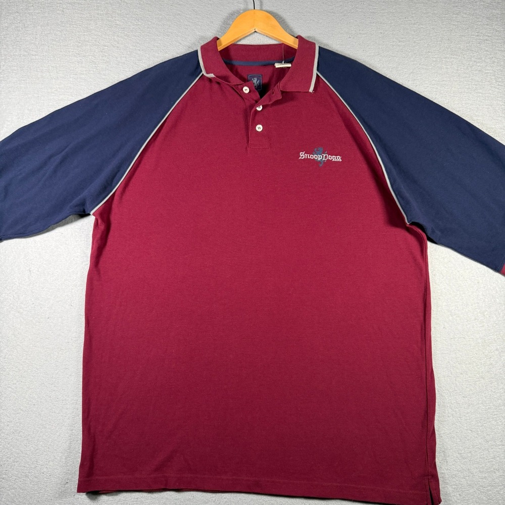 Snoop Dogg Clothing Co Mens 3XL Burgundy Navy Colorblock Polo Shirt NWT